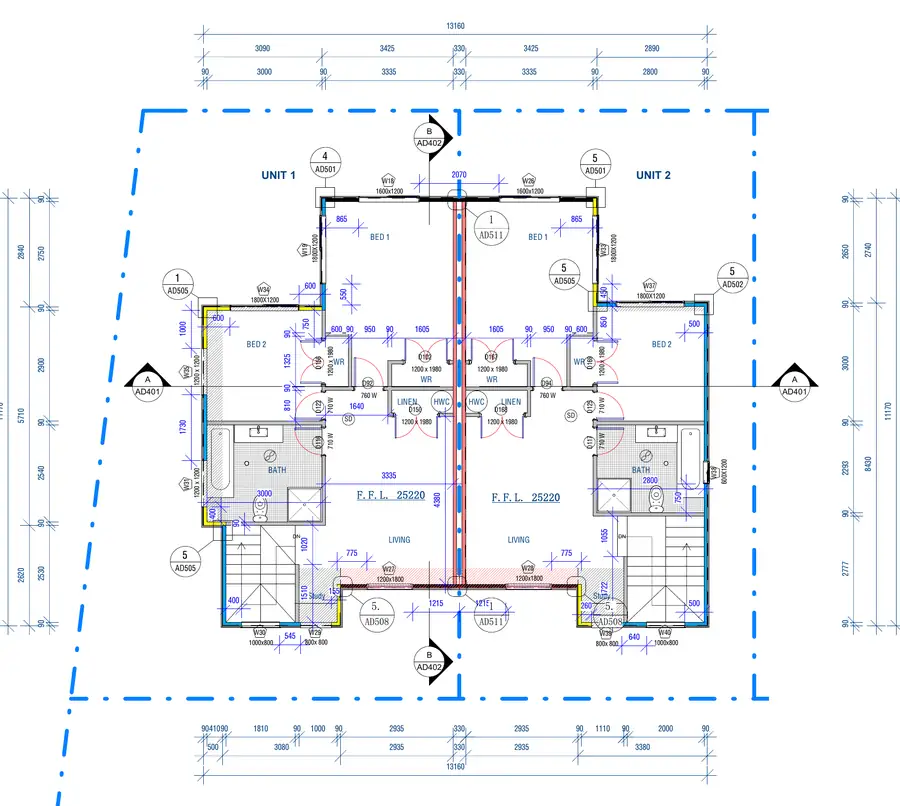 454 Weymouth Road — First floor plan — Units 1 & 2